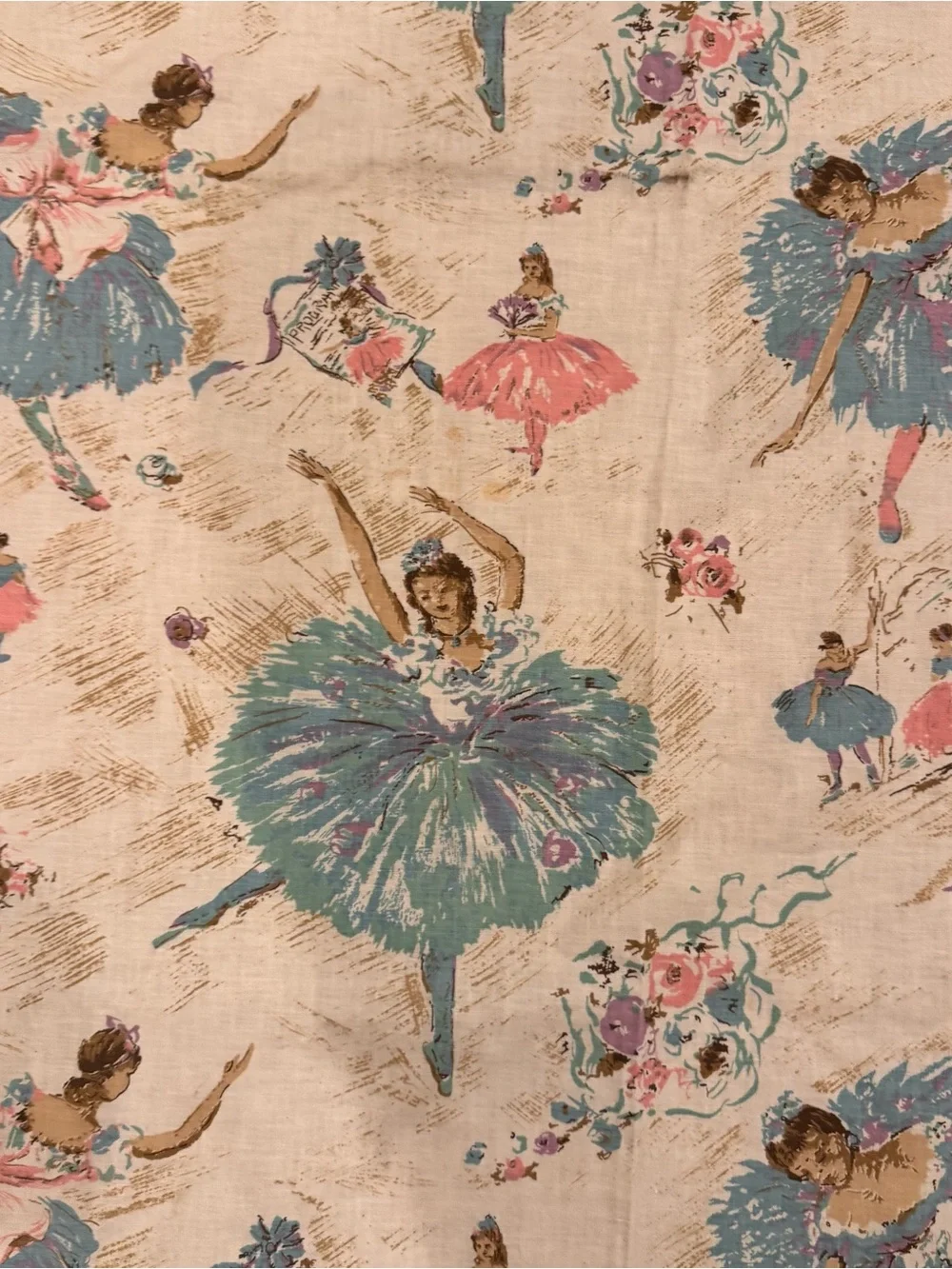 Vintage Ballerina Ballet Dancer Pastel Decorative Throw Blanket Coverlet Fringe